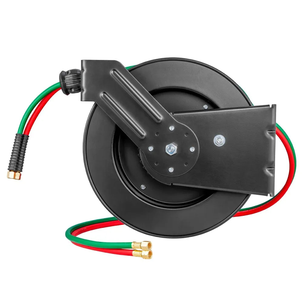VEVOR Retractable Welding Hose Reel 1/4 inch x 50FT Oxygen Acetylene Rubber Hose