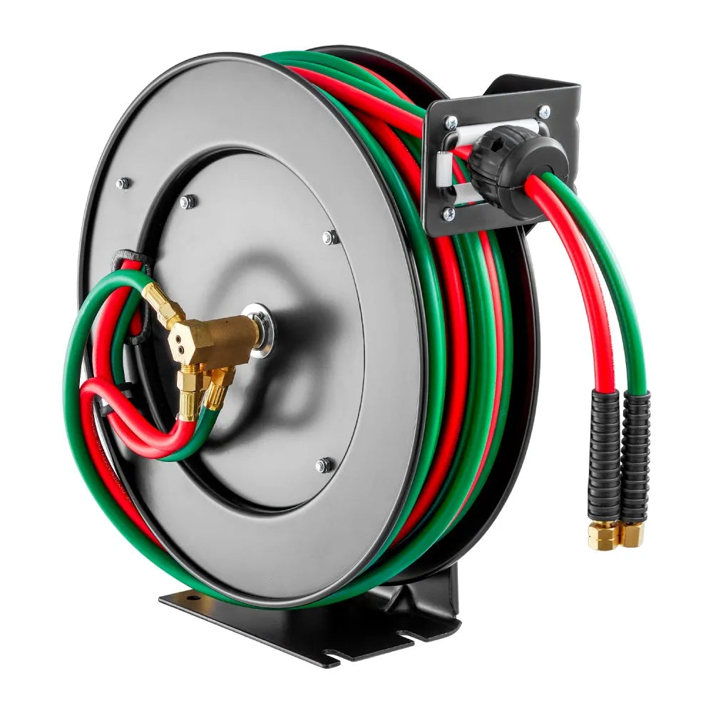 VEVOR Retractable Welding Hose Reel 1/4 inch x 50FT Oxygen Acetylene Rubber Hose