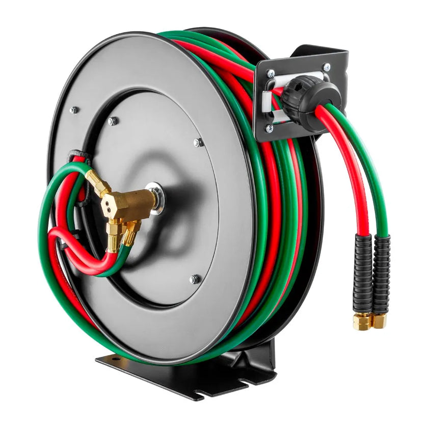 VEVOR Retractable Welding Hose Reel 1/4 inch x 50FT Oxygen Acetylene Rubber Hose