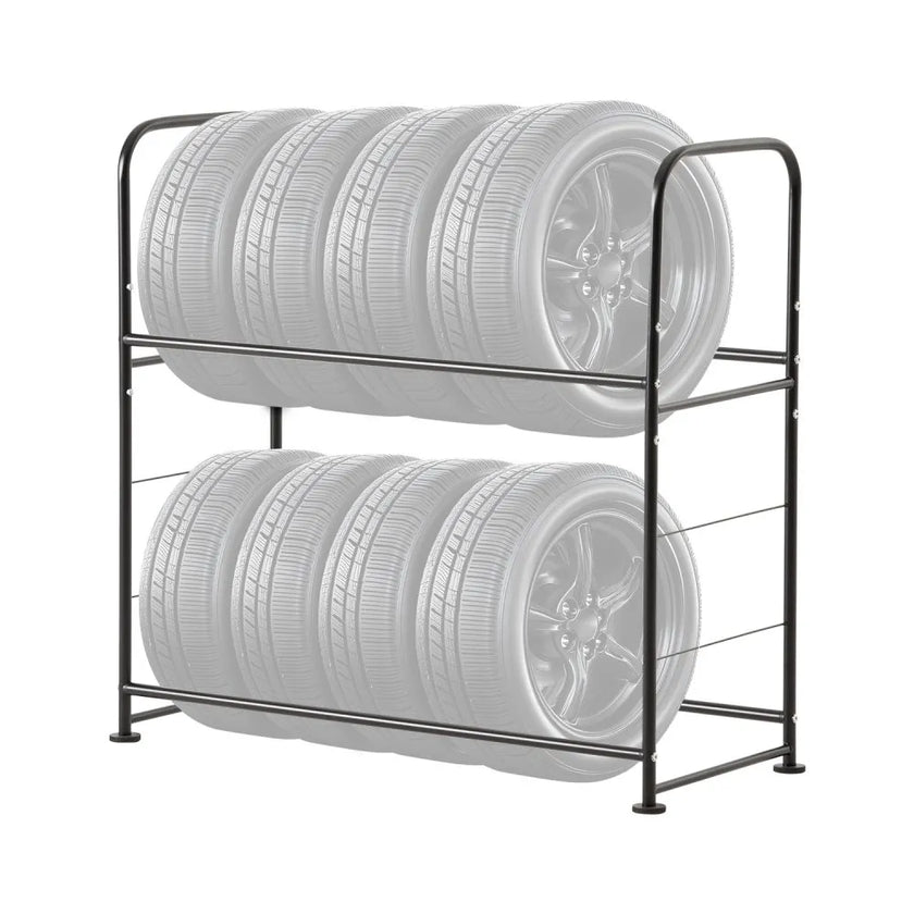 VEVOR Tire Storage Rack 2-Shelf Tire Holder Stand Holds up to 8 Standard Tires