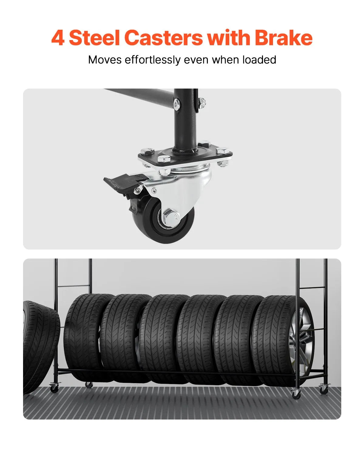 VEVOR Rolling Tire Storage Rack 2-Shelf Tire Holder Hold up to 12 Standard Tires