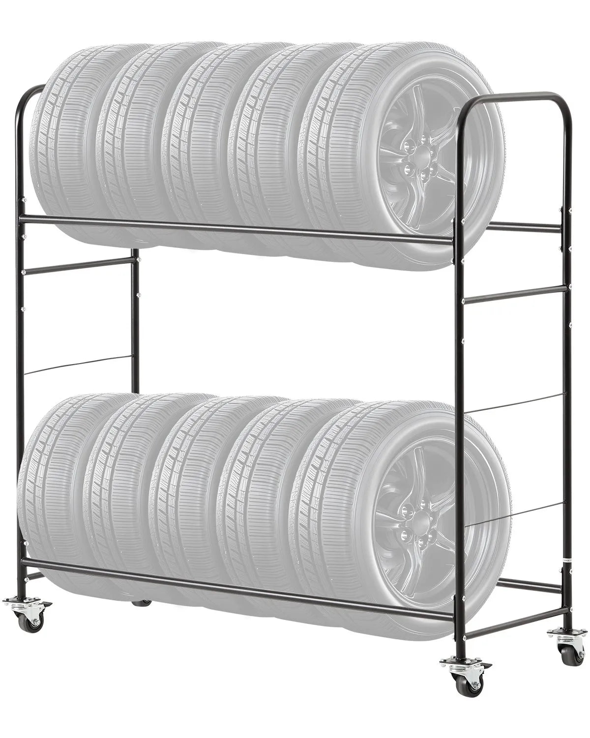 VEVOR Rolling Tire Storage Rack 2-Shelf Tire Holder Hold up to 12 Standard Tires