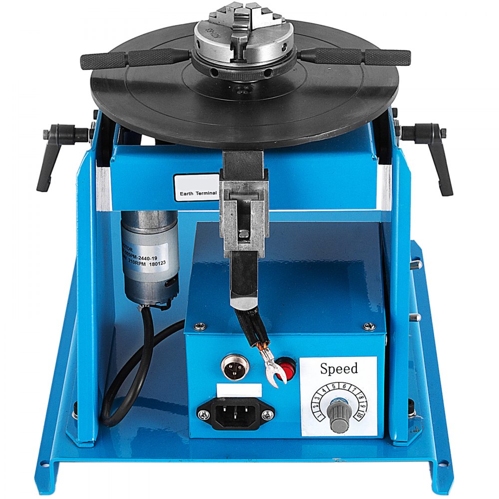 VEVOR 10KG Rotary Welding Positioner Turntable Table 110V Mini 0 to 90° Welding Positioner Positioning Turntable 2.5 Inch 3 Jaw Lathe Chuck 180mm Portable Welder Positioner Turntable Machine