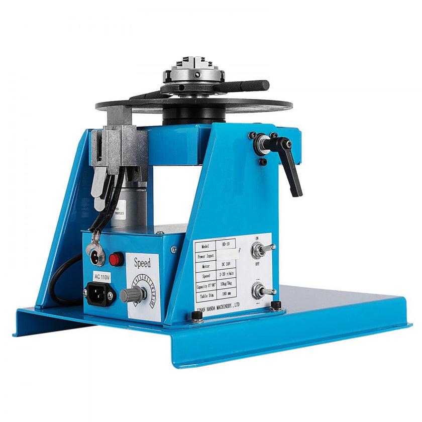 VEVOR 10KG Rotary Welding Positioner Turntable Table 110V Mini 0 to 90° Welding Positioner Positioning Turntable 2.5 Inch 3 Jaw Lathe Chuck 180mm Portable Welder Positioner Turntable Machine