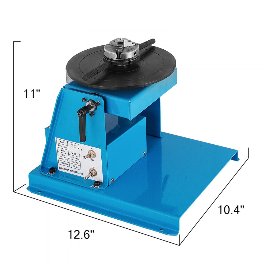 VEVOR 10KG Rotary Welding Positioner Turntable Table 110V Mini 0 to 90° Welding Positioner Positioning Turntable 2.5 Inch 3 Jaw Lathe Chuck 180mm Portable Welder Positioner Turntable Machine
