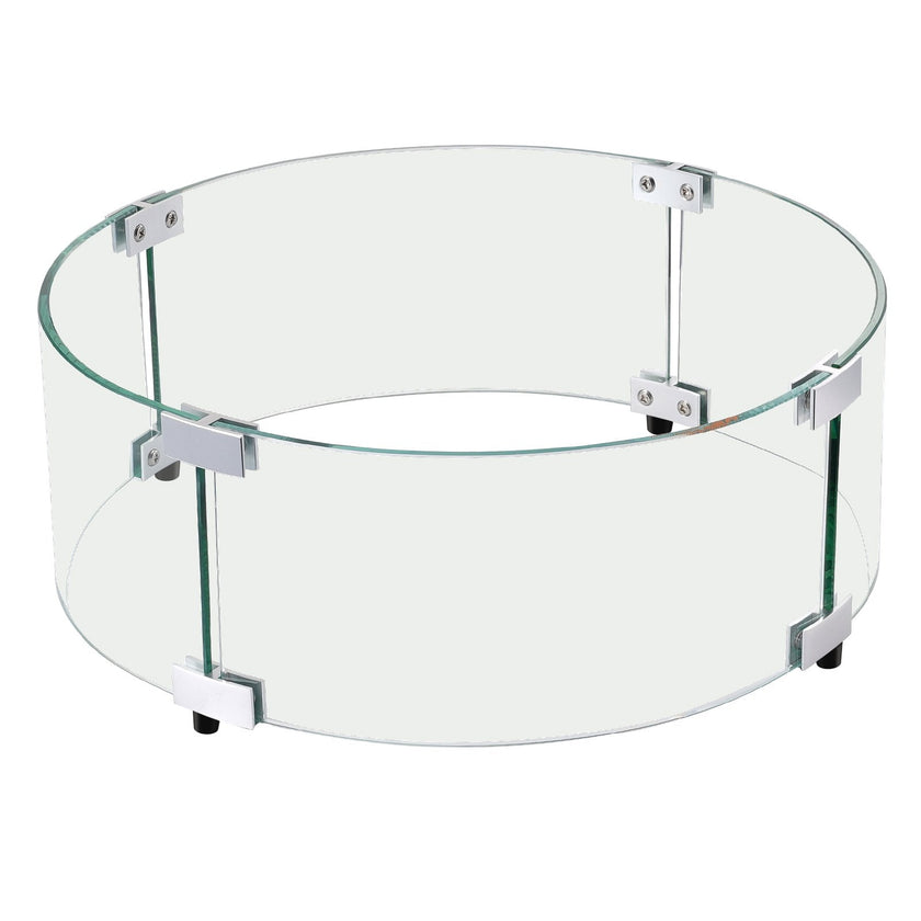 VEVOR Fire Pit Wind Guard, 29 x 8 inch Round Glass Flame Shield, 0.24-Inch Thick Fire Table Accessory, Clear Tempered Glass Flame Guard for Propane, Gas, Outdoor, Patio, Backyard