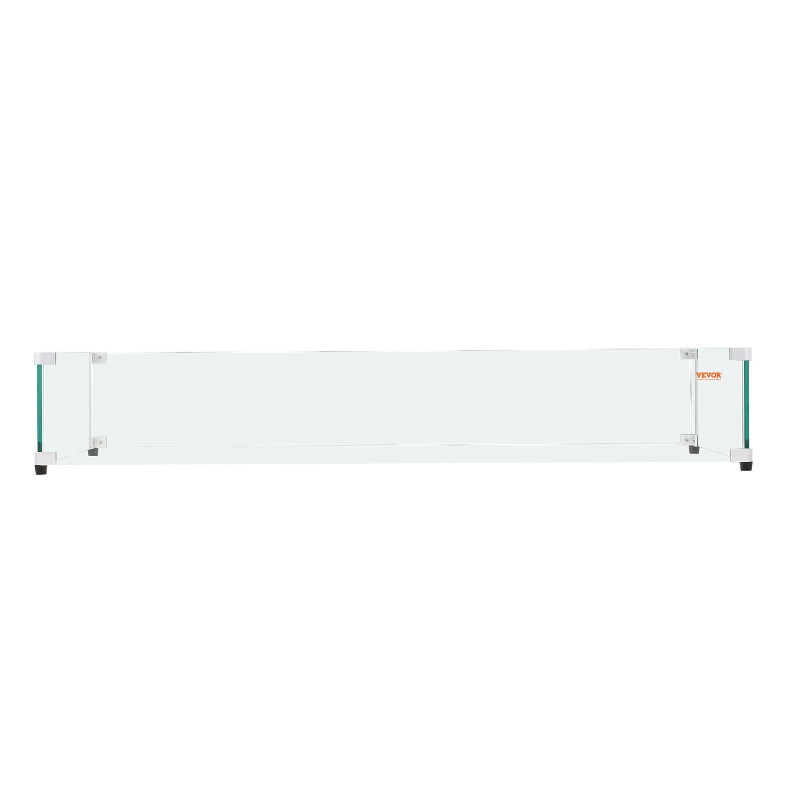 VEVOR Glass Wind Guard for Rectangular Fire Pit Table 30 x 14 x 7.5 Inch, 0.31 inch Thick and Sturdy Tempered Glass Panel with Hard Aluminum Corner Bracket & Rubber Feet, Easy to Assemble