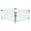 VEVOR Gas Fire Pit Wind Guard for Square Fire Table, 15 x 15 x 7 inch Clear Tempered Wind Guard for Firepits, 0.31 inch Thick Square Glass Shield, Glass Panel with Hard Corner Bracket & Feet