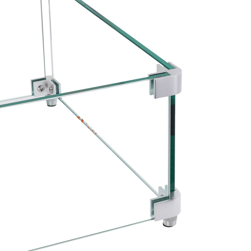 VEVOR Gas Fire Pit Wind Guard for Square Fire Table, 15 x 15 x 7 inch Clear Tempered Wind Guard for Firepits, 0.31 inch Thick Square Glass Shield, Glass Panel with Hard Corner Bracket & Feet