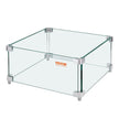 VEVOR Gas Fire Pit Wind Guard for Square Fire Table, 15 x 15 x 7 inch Clear Tempered Wind Guard for Firepits, 0.31 inch Thick Square Glass Shield, Glass Panel with Hard Corner Bracket & Feet