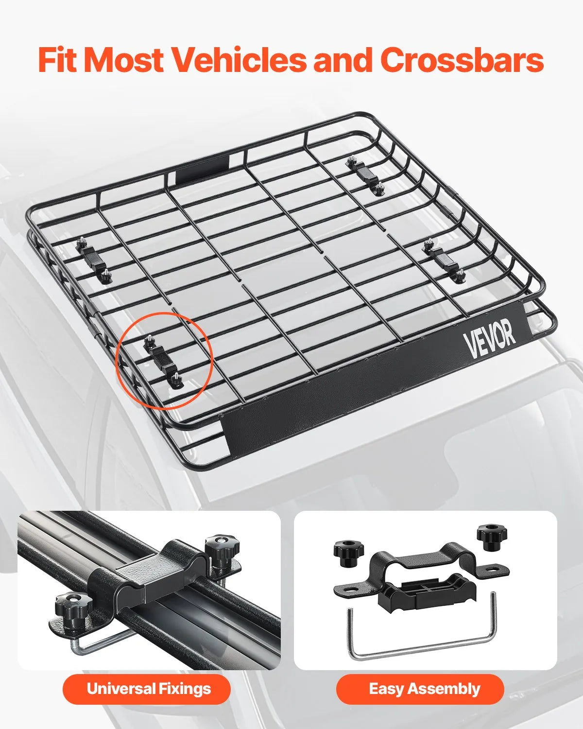 VEVOR Roof Rack Cargo Carrier Basket 43 x 50 x 4.1 in Car Top Luggage Holder