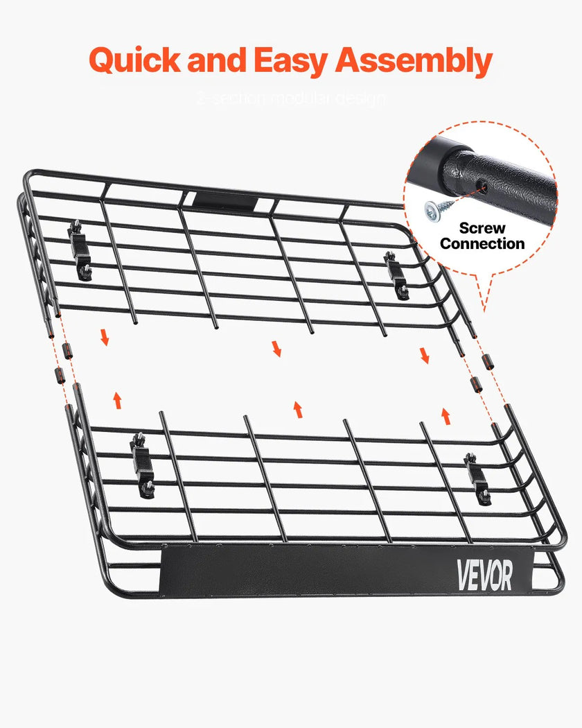 VEVOR Roof Rack Cargo Carrier Basket 43 x 50 x 4.1 in Car Top Luggage Holder