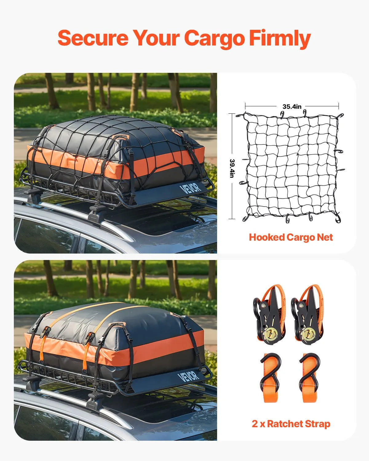 VEVOR Roof Rack Cargo Carrier Basket 51 x 36 x 4.1 in Car Top Luggage Holder Bag