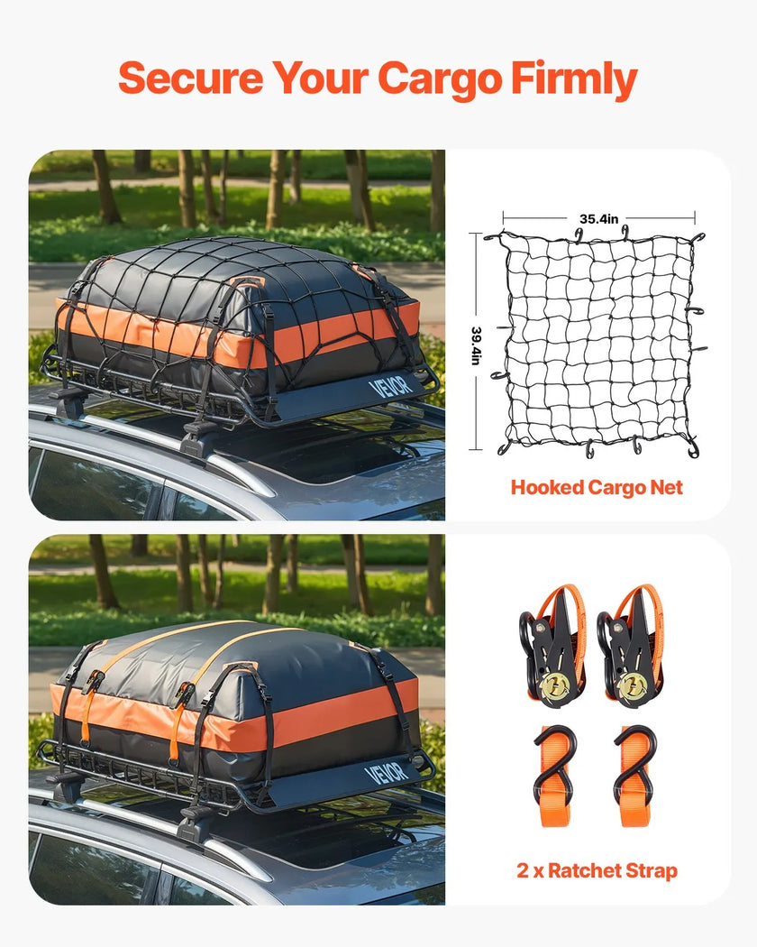 VEVOR Roof Rack Cargo Carrier Basket 51 x 36 x 4.1 in Car Top Luggage Holder Bag