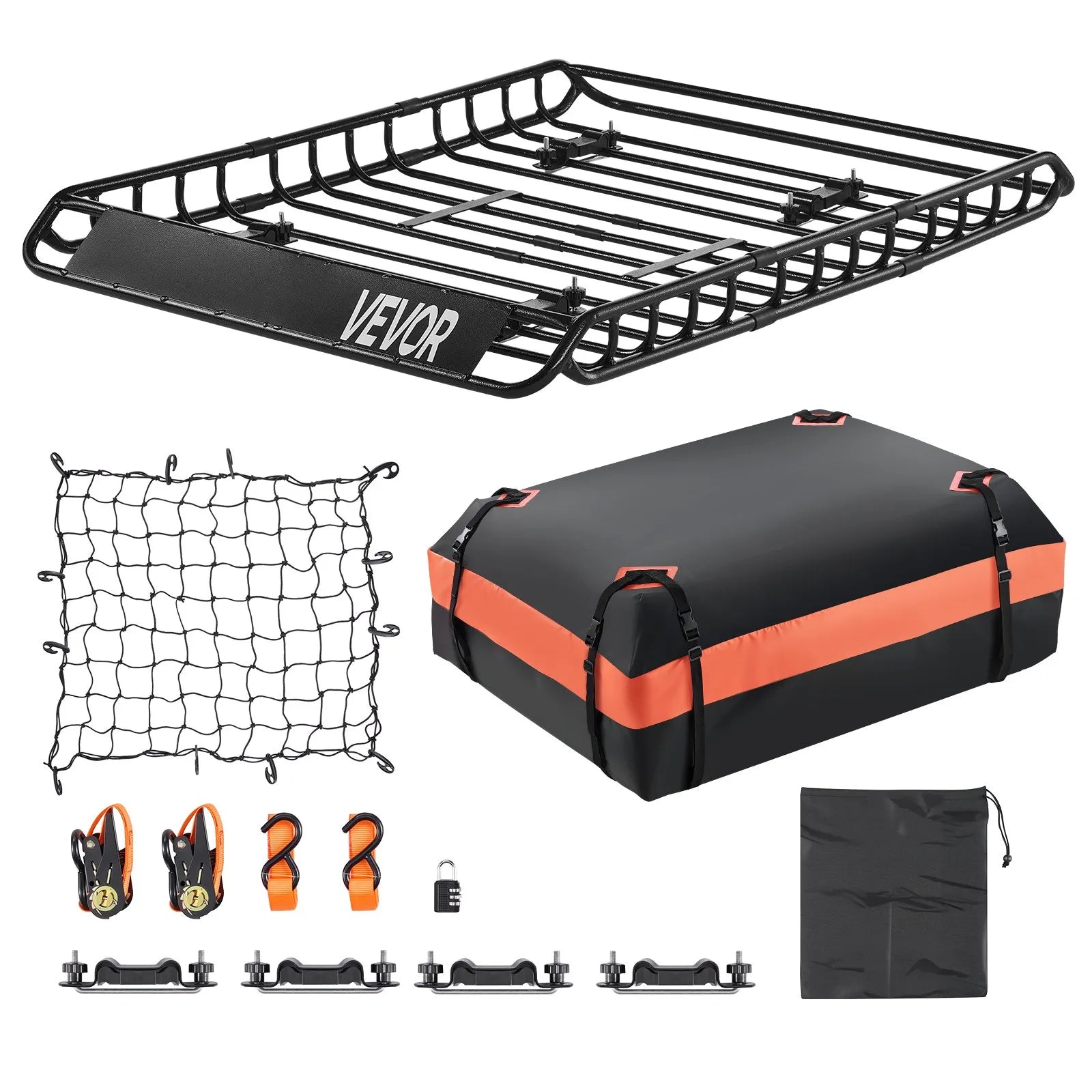 VEVOR Roof Rack Cargo Carrier Basket 51 x 36 x 4.1 in Car Top Luggage Holder Bag