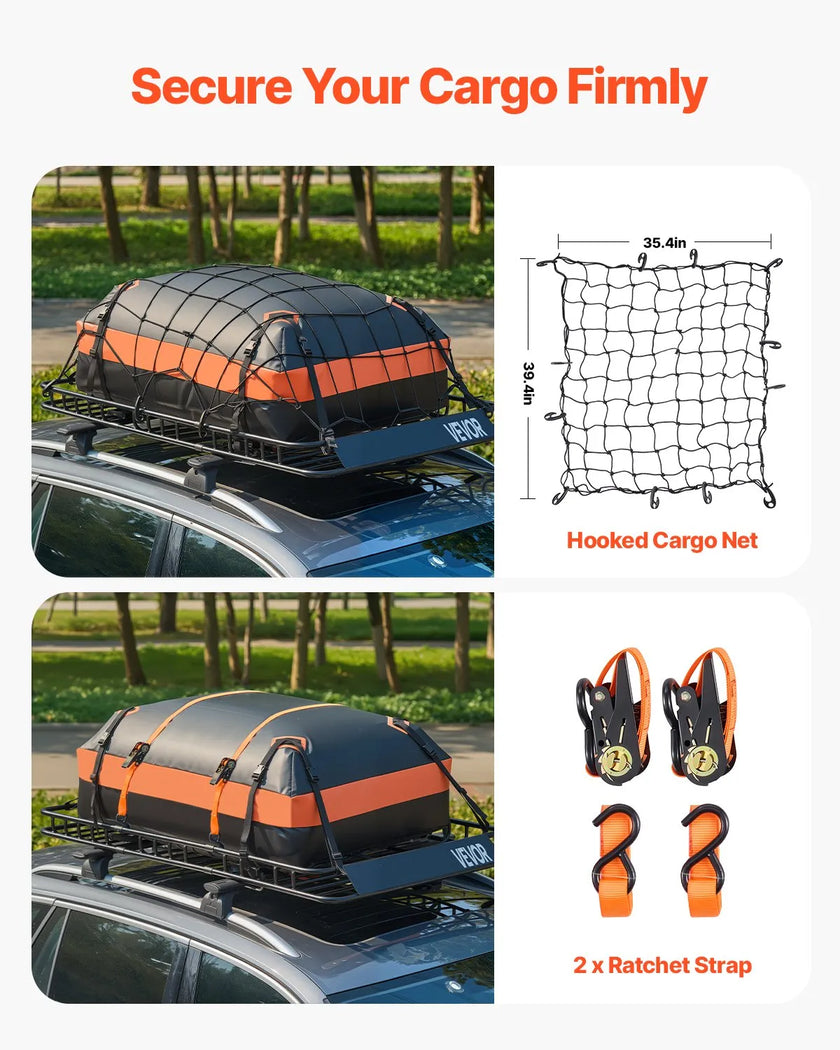 VEVOR Roof Rack Cargo Carrier Basket 64 x 39 x 4.1 in Car Top Luggage Holder Bag