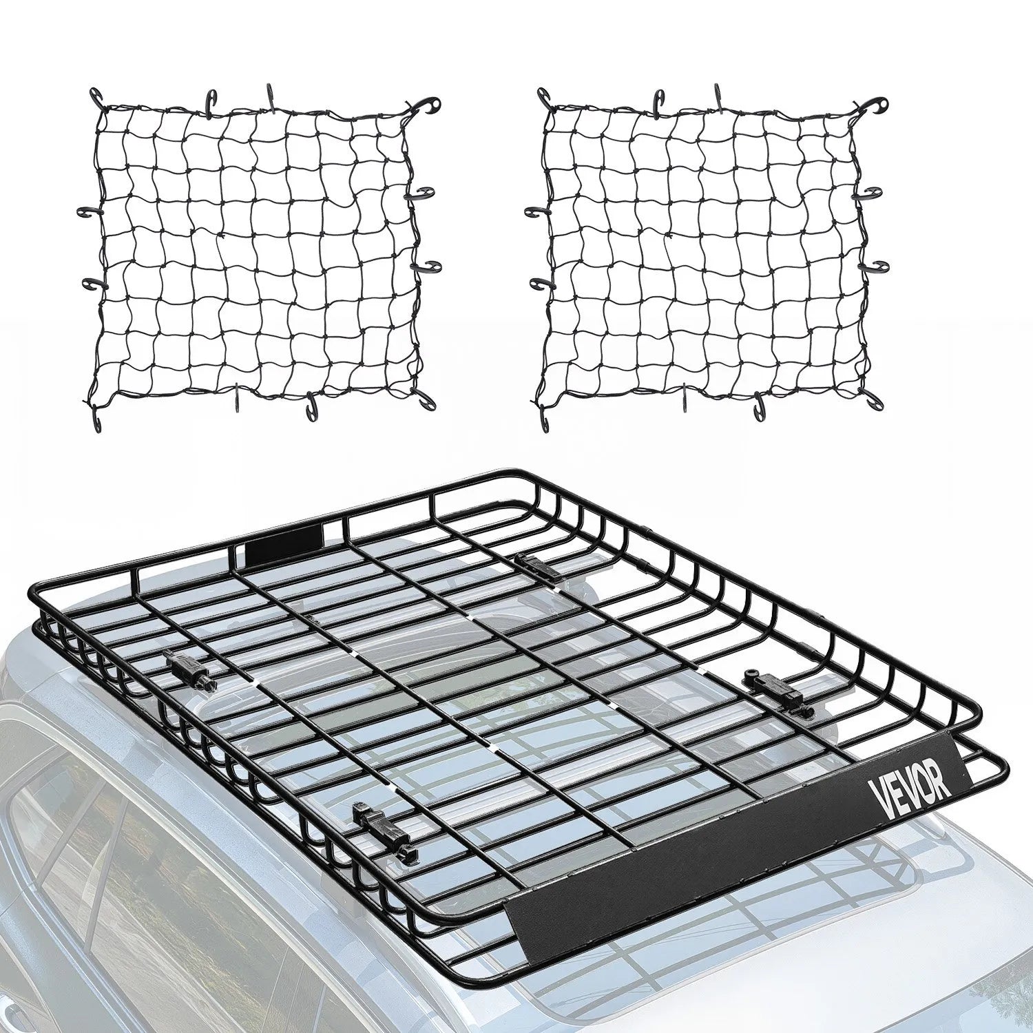 VEVOR Roof Rack Cargo Carrier Basket 64 x 50 x 4.1 in Car Top Luggage Holder Net