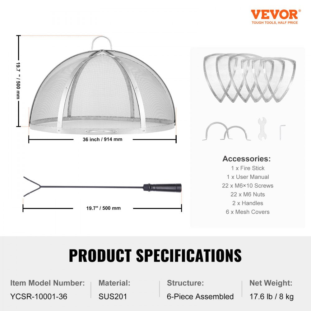 VEVOR Firepit Spark Screen Lid, 36