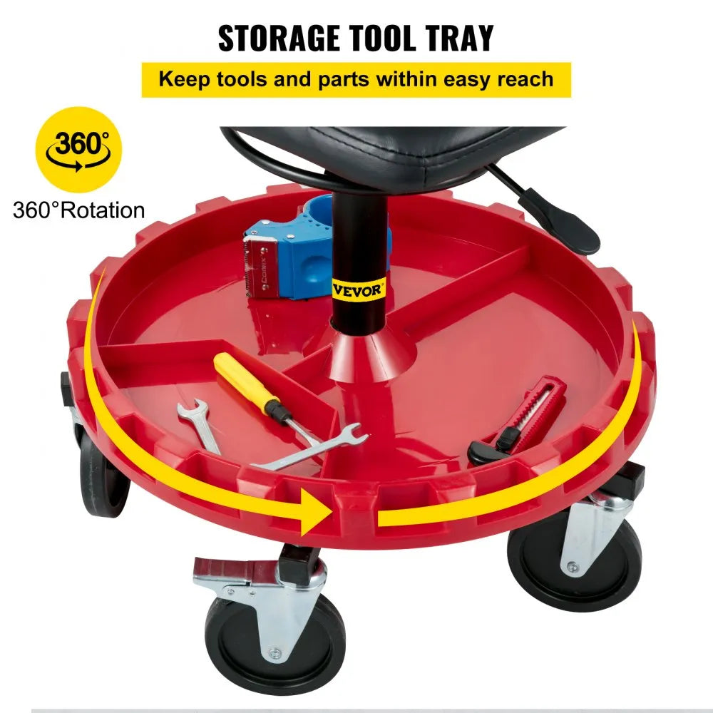 VEVOR Rolling Garage Stool, 300LBS Capacity, 18