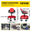 VEVOR Rolling Garage Stool, 300LBS Capacity, 18