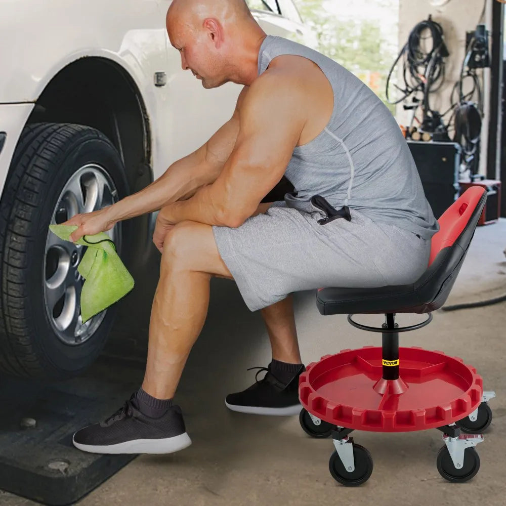VEVOR Rolling Garage Stool, 300LBS Capacity, 18