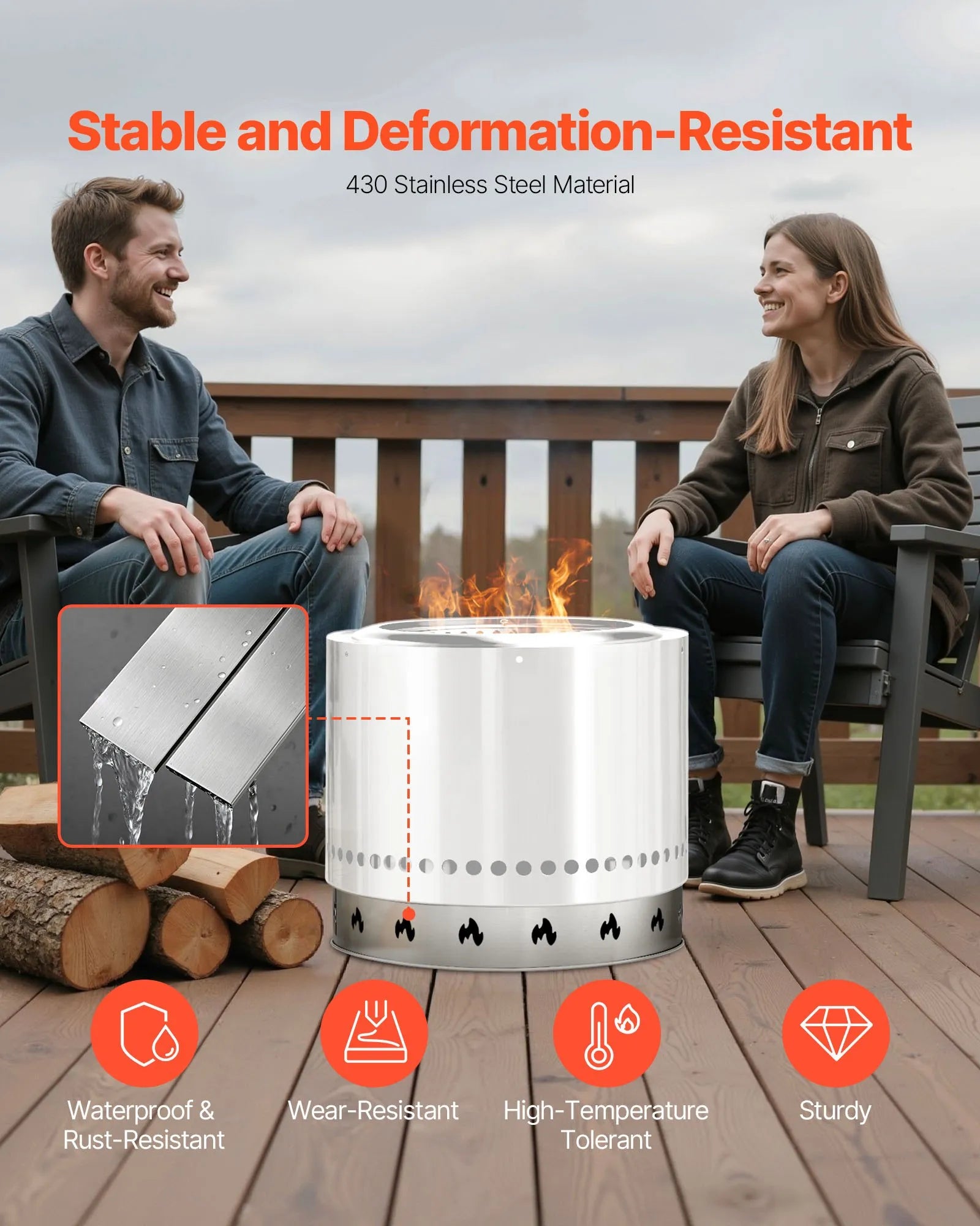 VEVOR Fire Pit Stand for Solo Stove Bonfire 27 Inch Smokeless Fire Pit Ring