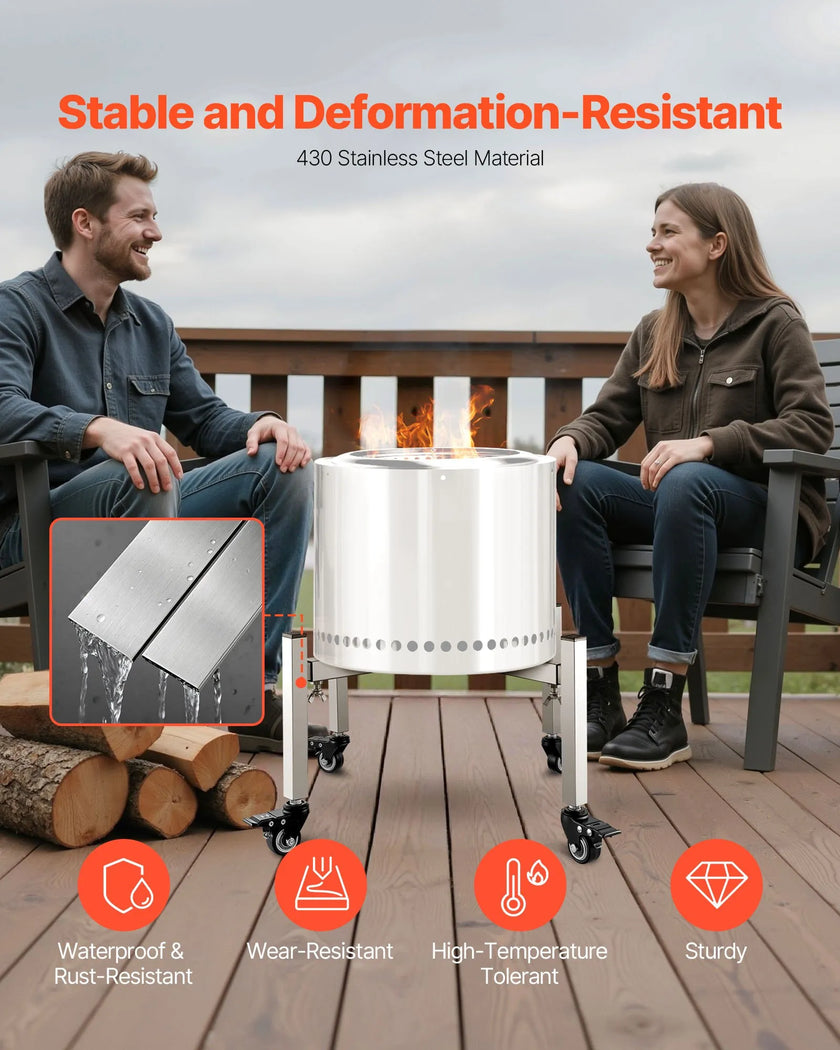 VEVOR Fire Pit Stand 15-27 Inch Adjustable with 4 Casters for Solo Stove