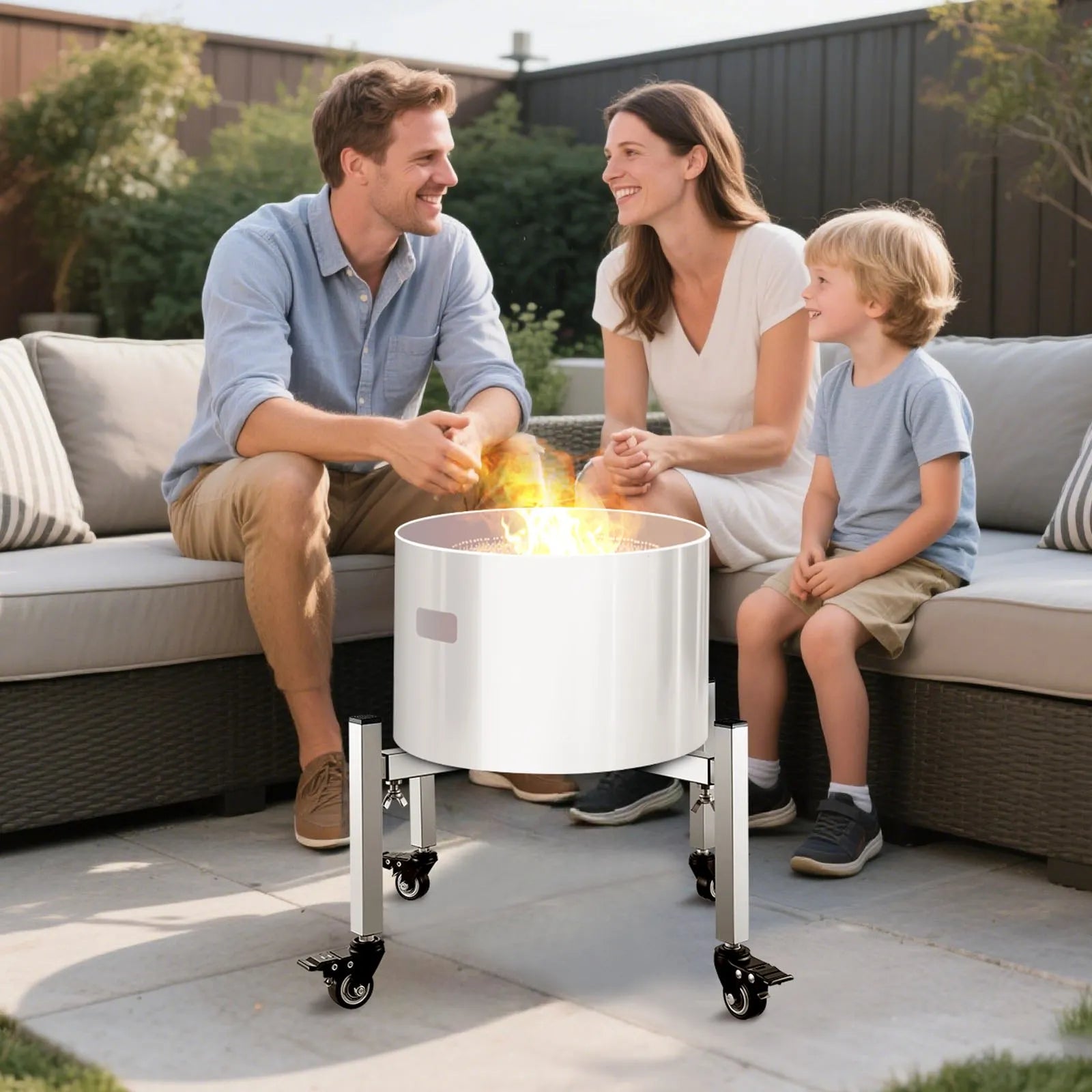 VEVOR Fire Pit Stand 15-27 Inch Adjustable with 4 Casters for Solo Stove