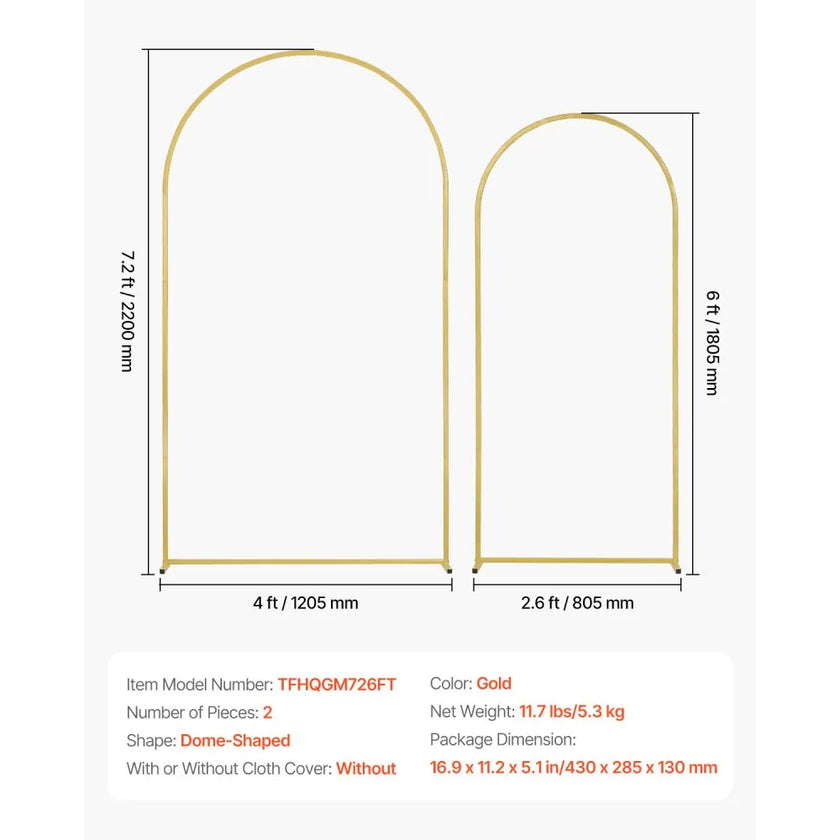 VEVOR Metal Arch Backdrop Stand Set of 2 Stand with Case Connection for Wedding