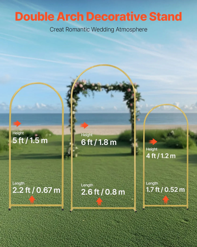 VEVOR Metal Arch Backdrop Stand Set of 3 Stand with Case Connection for Wedding