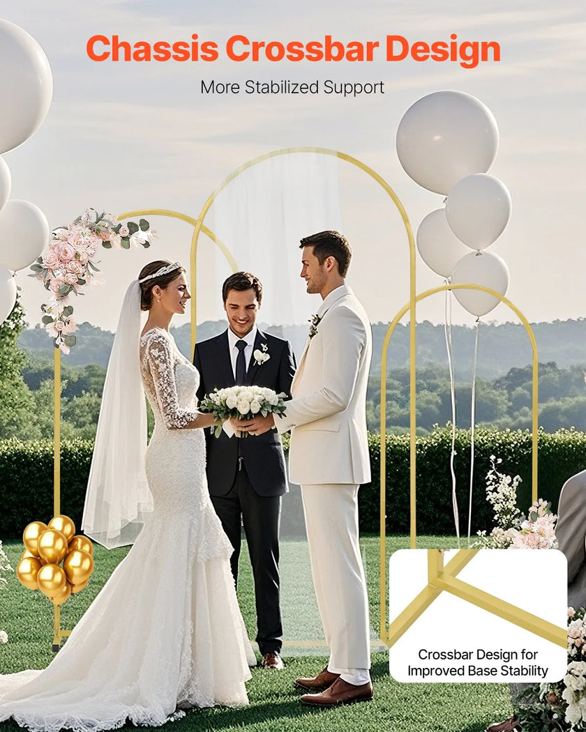 VEVOR Metal Arch Backdrop Stand Set of 3 Stand with Case Connection for Wedding