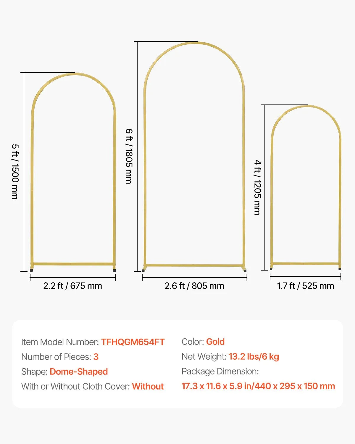 VEVOR Metal Arch Backdrop Stand Set of 3 Stand with Case Connection for Wedding