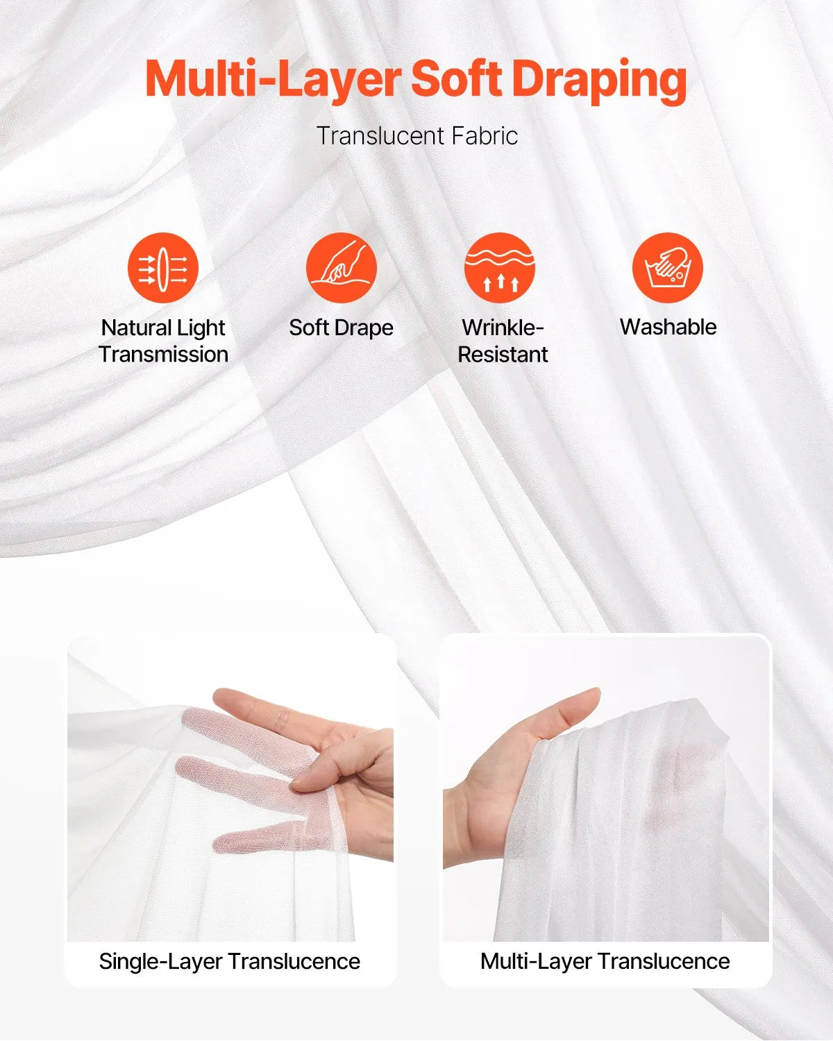 VEVOR Artificial Wedding Arch Flowers Kit White With 2 Pcs Flowers 1 Pcs Drapes