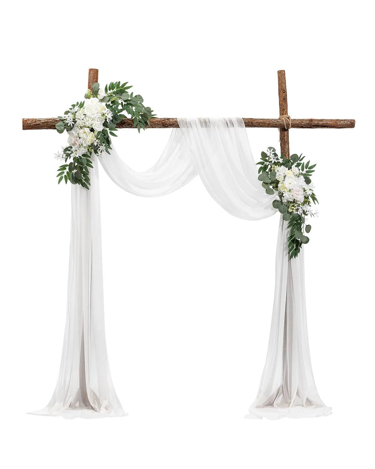 VEVOR Artificial Wedding Arch Flowers Kit White With 2 Pcs Flowers 1 Pcs Drapes