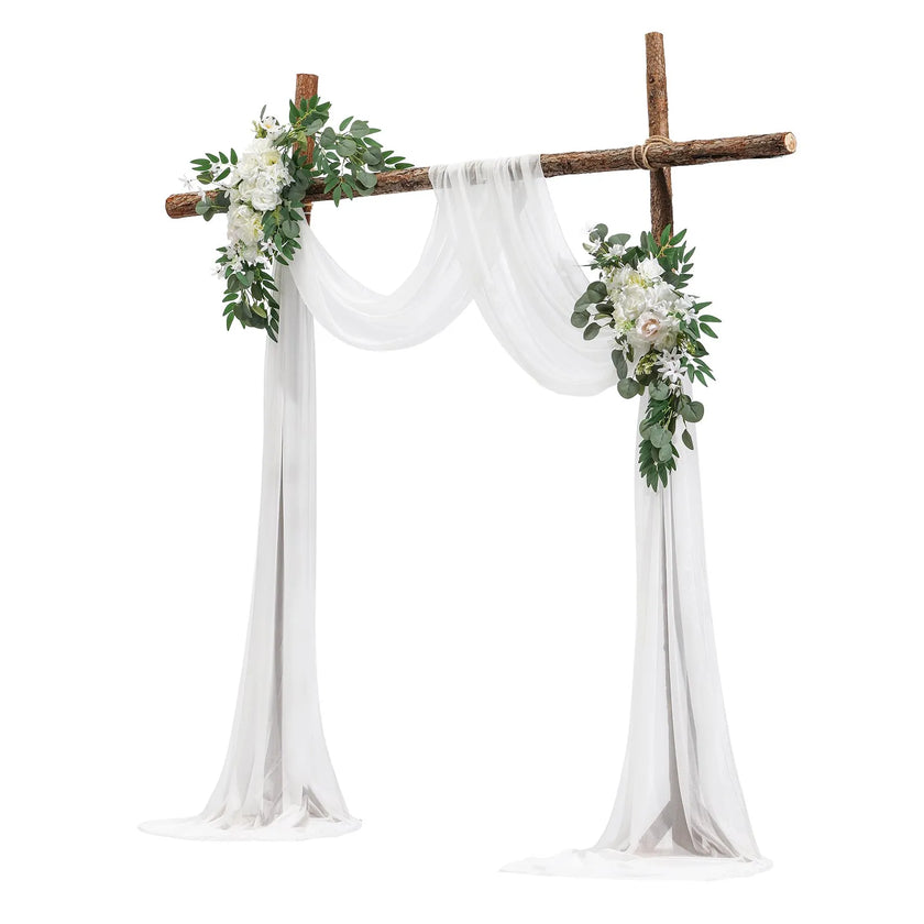 VEVOR Artificial Wedding Arch Flowers Kit White With 2 Pcs Flowers 1 Pcs Drapes