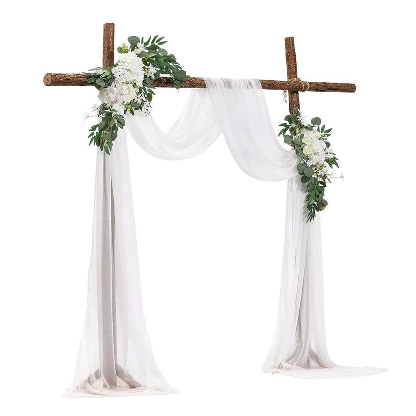 VEVOR Artificial Wedding Arch Flowers Kit White With 2 Pcs Flowers 1 Pcs Drapes
