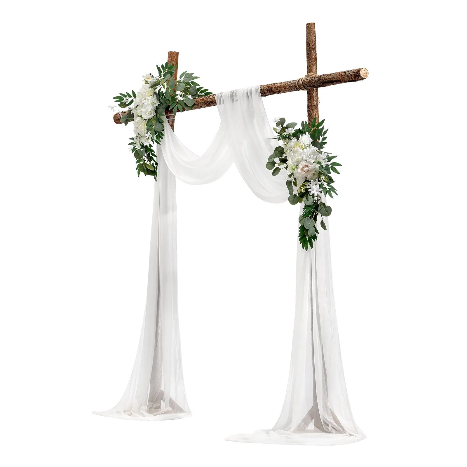 VEVOR Artificial Wedding Arch Flowers Kit White With 2 Pcs Flowers 1 Pcs Drapes