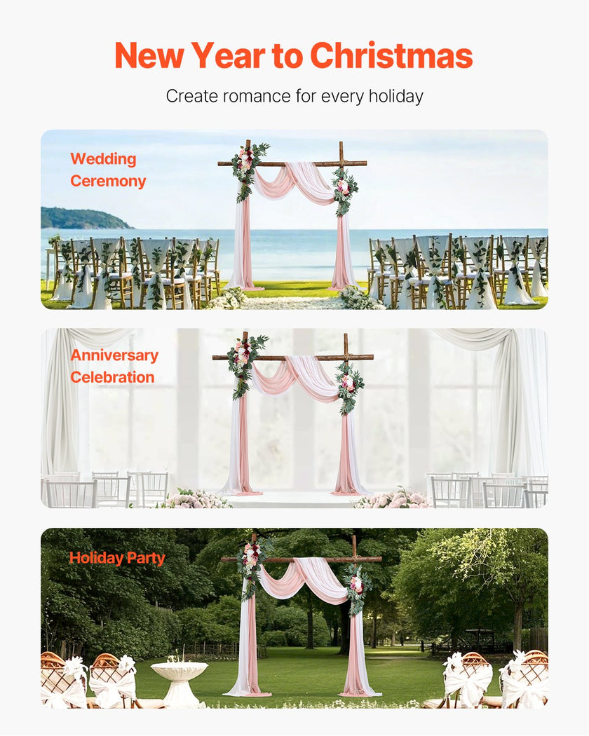 VEVOR Artificial Wedding Arch Flowers Kit Pink With 2 Pcs Flowers 2 Pcs Drapes