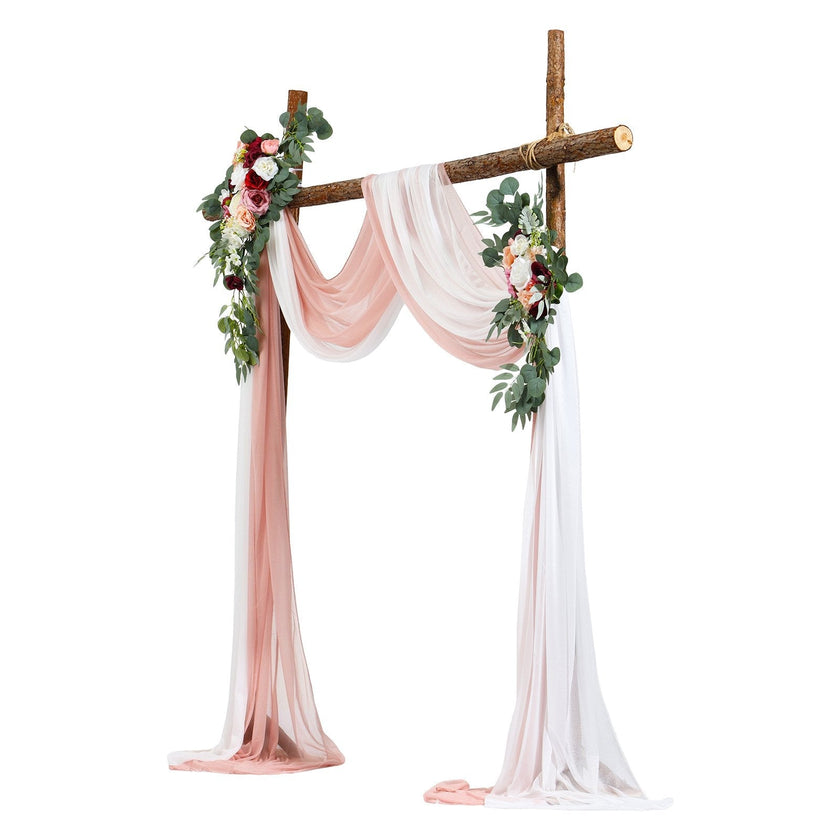 VEVOR Artificial Wedding Arch Flowers Kit Pink With 2 Pcs Flowers 2 Pcs Drapes