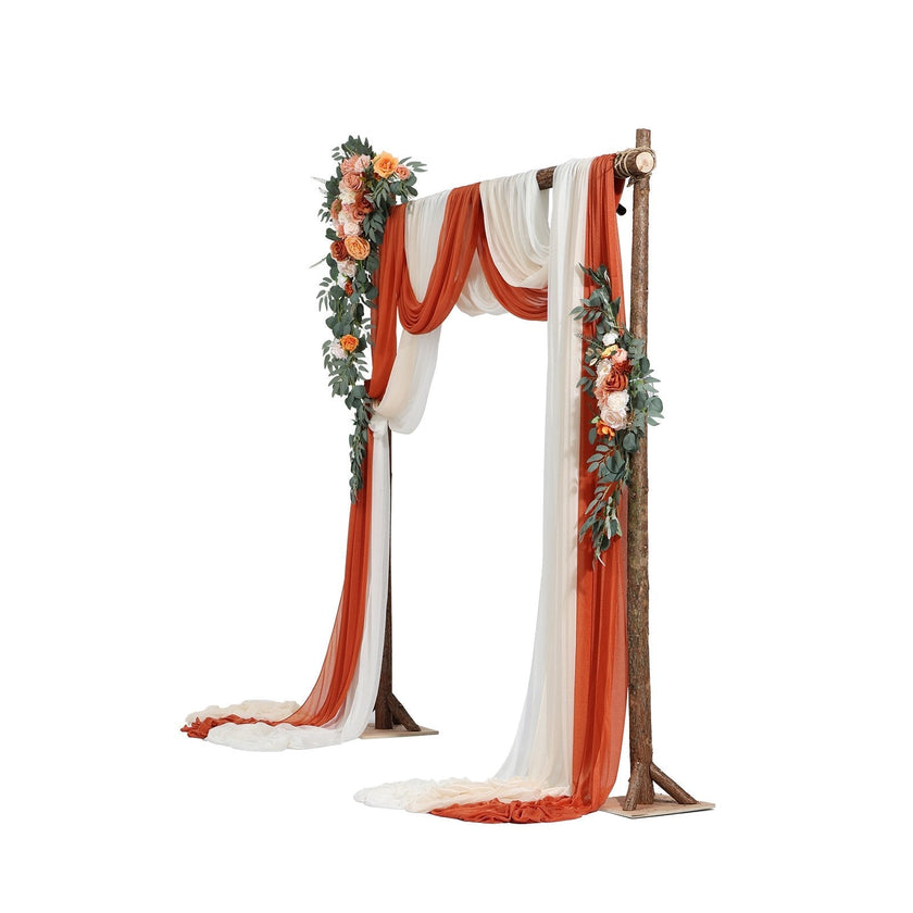 VEVOR Artificial Wedding Arch Flowers Kit Orange With 2 Pcs Flowers 3 Pcs Drapes