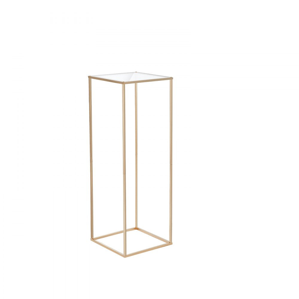VEVOR 2PCS 31.5inch/80cm High Wedding Flower Stand, With Acrylic Laminate,Metal Vase Column Geometric Centerpiece Stands, Gold Rectangular Floral Display Rack for Events Reception, Party Decoration