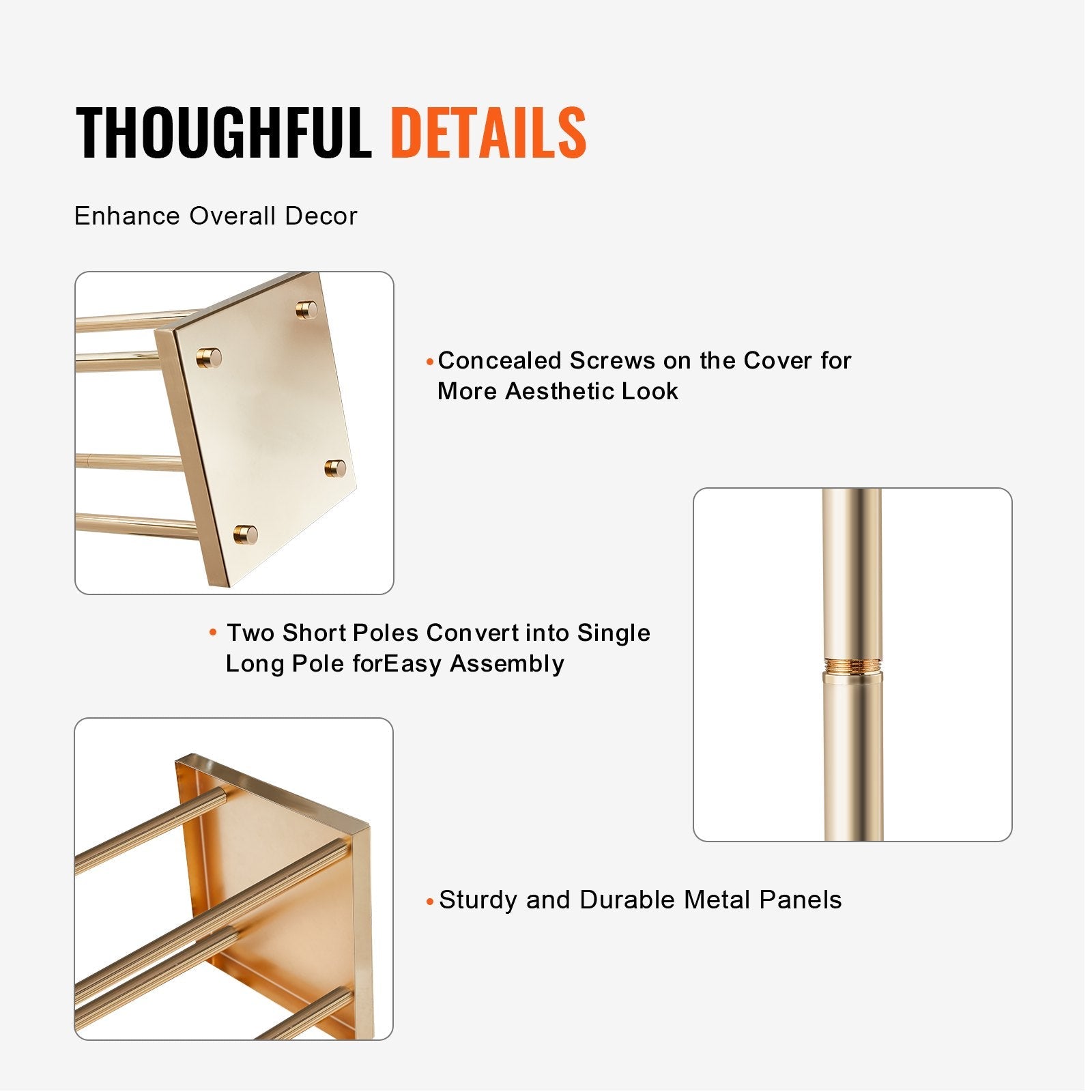 VEVOR 4PCS Gold Metal Column Wedding Flower Stand, 31.5inch/80cm High With Metal Laminate, Vase Geometric Centerpiece Stands, Cylindrical Floral Display Rack for Events Reception, Party Road Leads