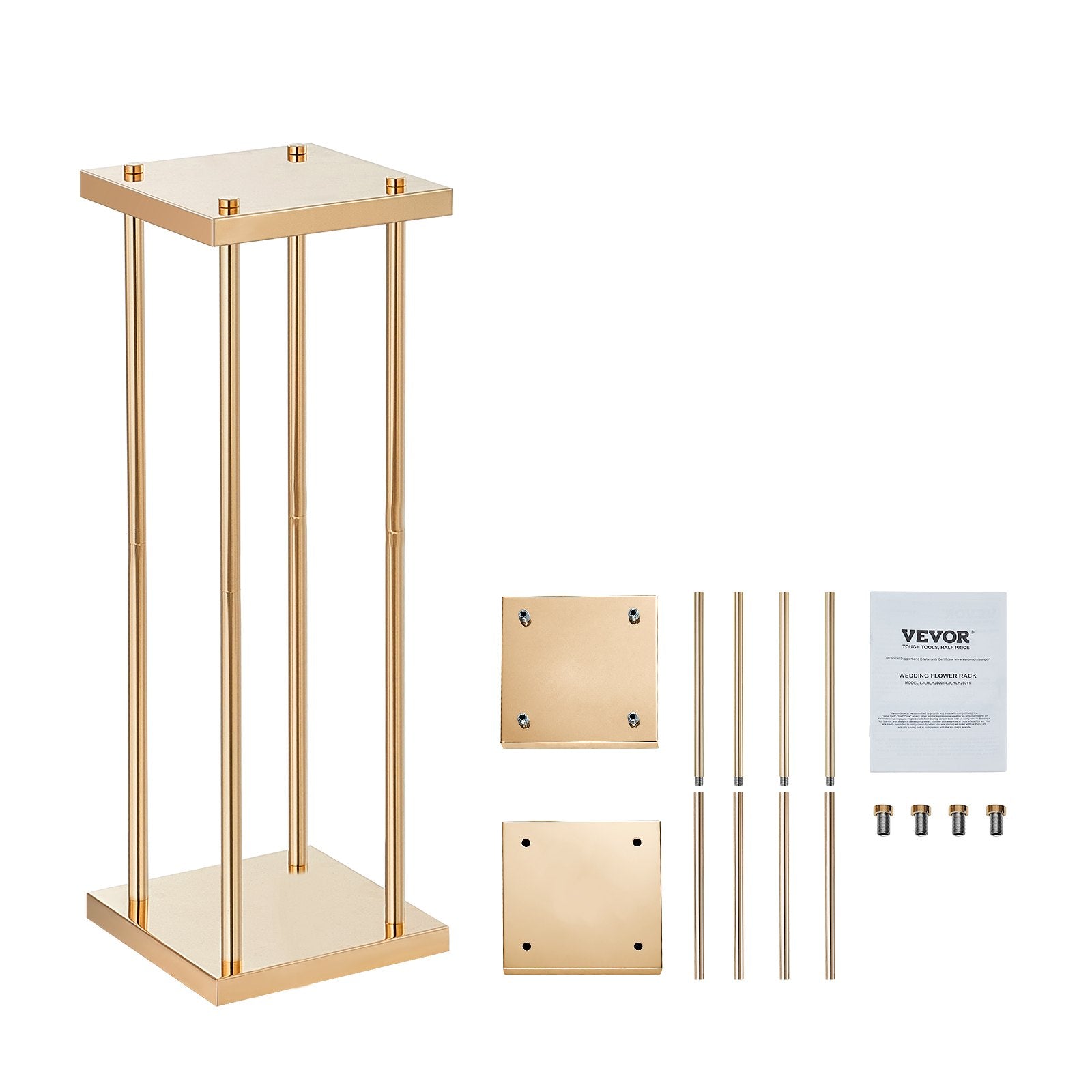 VEVOR 4PCS Gold Metal Column Wedding Flower Stand, 31.5inch/80cm High With Metal Laminate, Vase Geometric Centerpiece Stands, Cylindrical Floral Display Rack for Events Reception, Party Road Leads