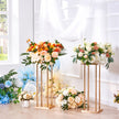 VEVOR 4PCS Gold Metal Column Wedding Flower Stand, 23.6inch /60cm High With Metal Laminate, Vase Geometric Centerpiece Stands, Cylindrical Floral Display Rack for Events Reception, Party Road Leads