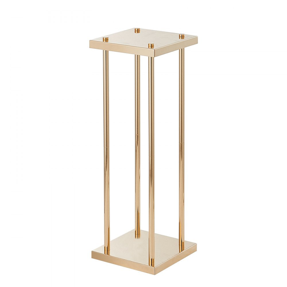 VEVOR 4PCS Gold Metal Column Wedding Flower Stand, 23.6inch /60cm High With Metal Laminate, Vase Geometric Centerpiece Stands, Cylindrical Floral Display Rack for Events Reception, Party Road Leads