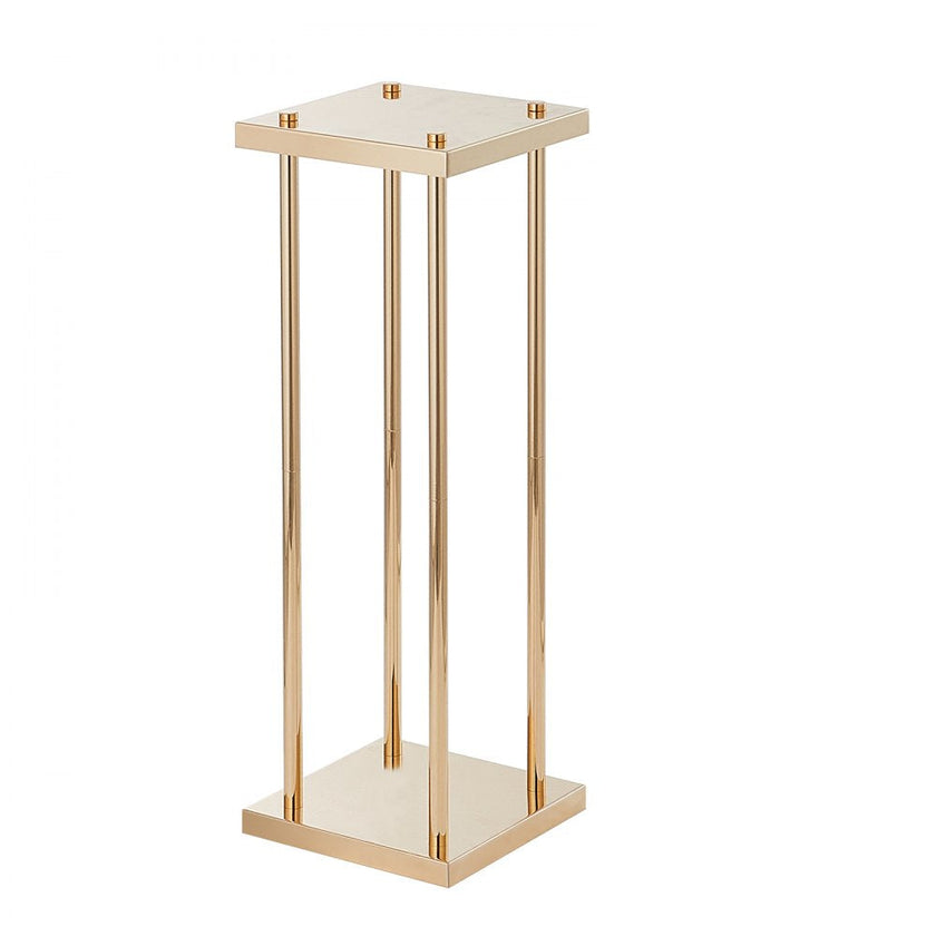 VEVOR 4PCS Gold Metal Column Wedding Flower Stand, 23.6inch /60cm High With Metal Laminate, Vase Geometric Centerpiece Stands, Cylindrical Floral Display Rack for Events Reception, Party Road Leads