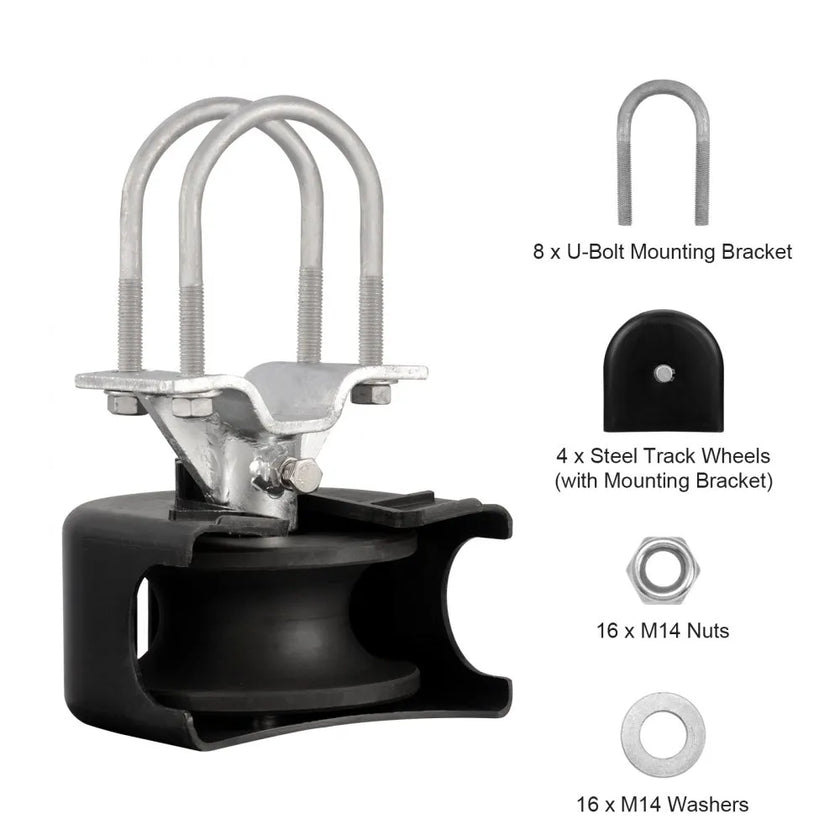 VEVOR Sliding Gate Kit w/ U-Shaped Groove 4 Track Wheels/Cover for Cantilever