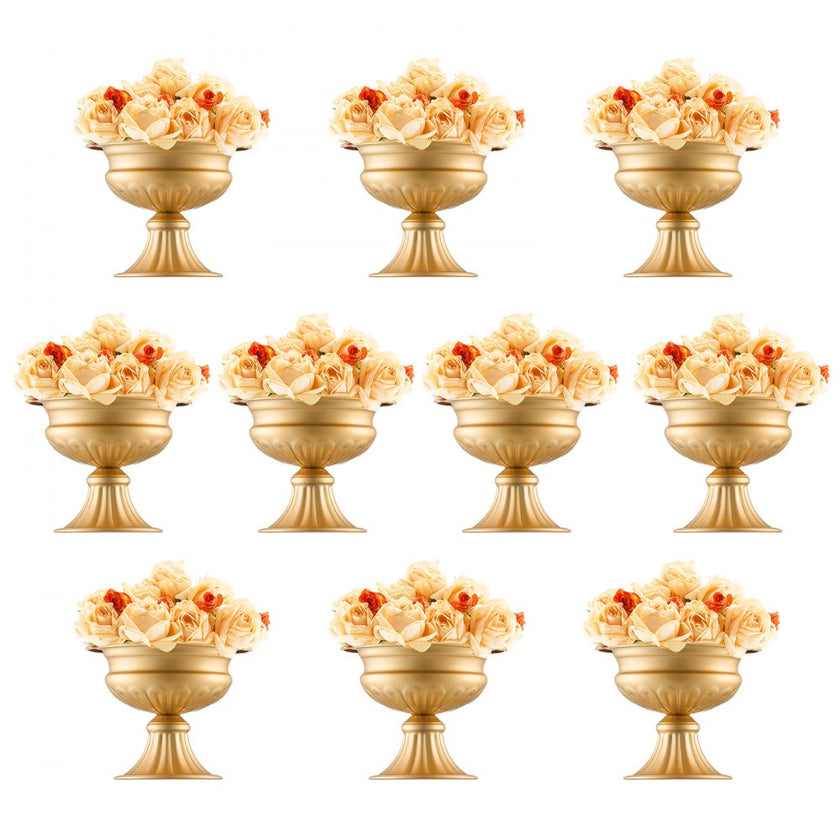 VEVOR 10PCS 16cm/6.3” Wedding Flower Vase Metal Gold Floral Stand for Table