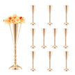 VEVOR 10PCS 43cm/16.9” Tall Wedding Flower Vase Metal Gold Trumpet for Tables