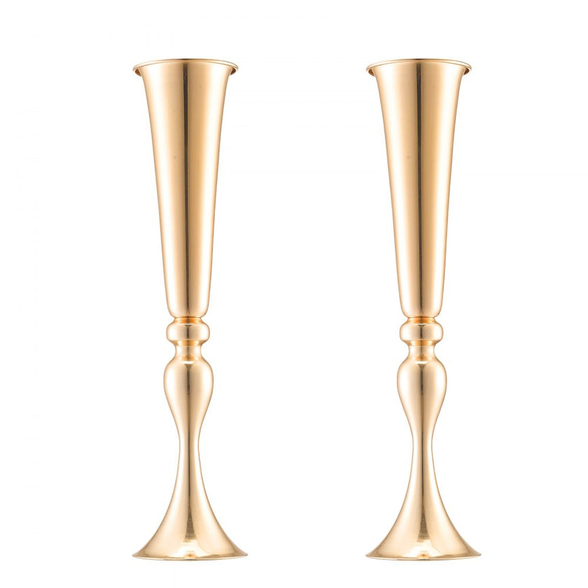 VEVOR 2PCS 56cm/22.05” Tall Wedding Flower Vase Metal Gold Trumpet for Tables